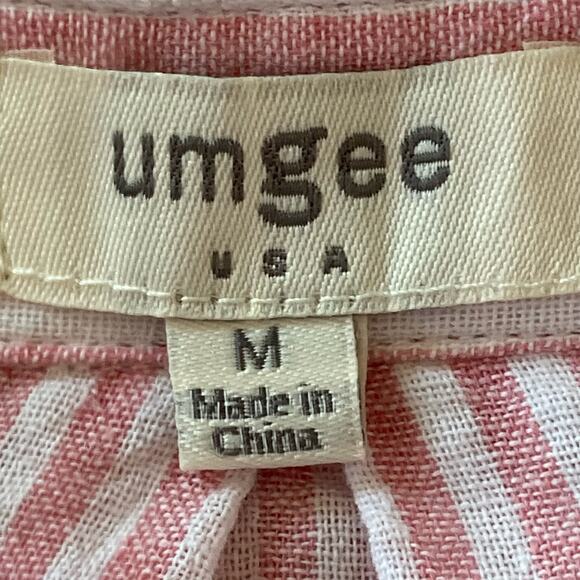 Umgee Pink & White Stripe Oversized Button Down Tunic Top MED Boho Lagenlook - Picture 7 of 8